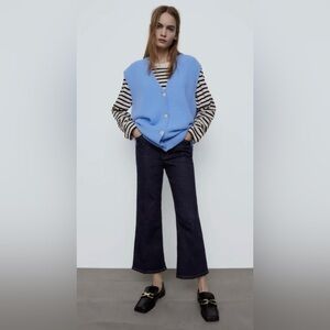 Blue V-Neck Button Sweater Vest